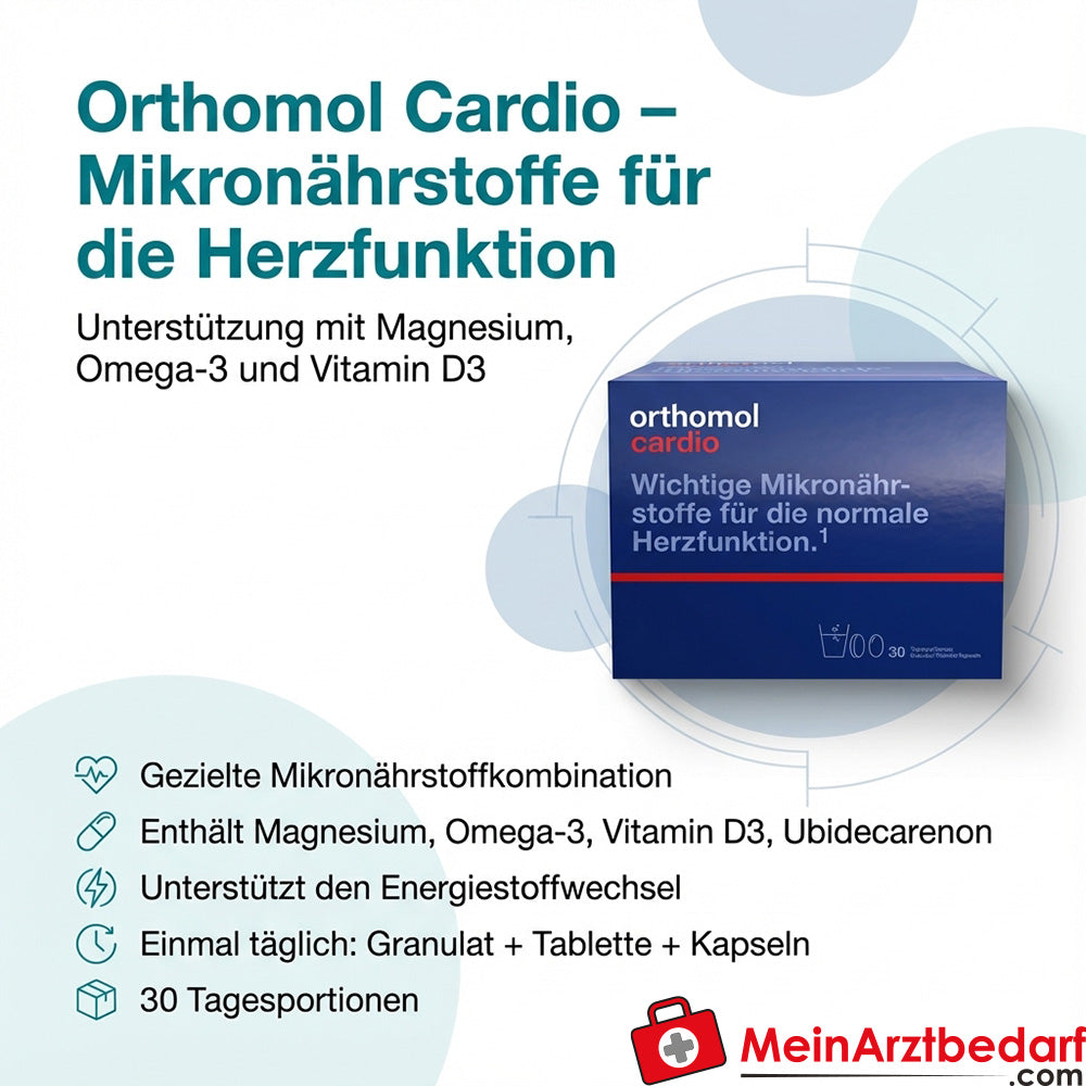 Orthomol Cardio Magnez, Omega-3, Witamina D3 granulki/tabletki/kapsułki 30 dziennych porcji