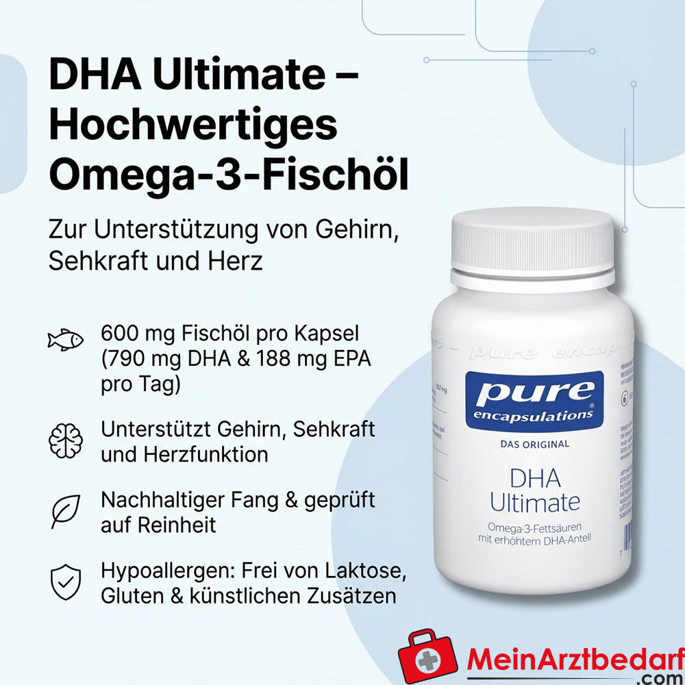 Pure Encapsulations DHA Ultimate Fish Oil Capsules 790 mg DHA, 188 mg EPA 60 kapsułek