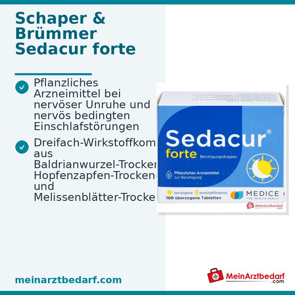 Sedacur forte Valeriaan 75 mg Citroenmelisse 45 mg Hop 23 mg Dragees, 100 st.
