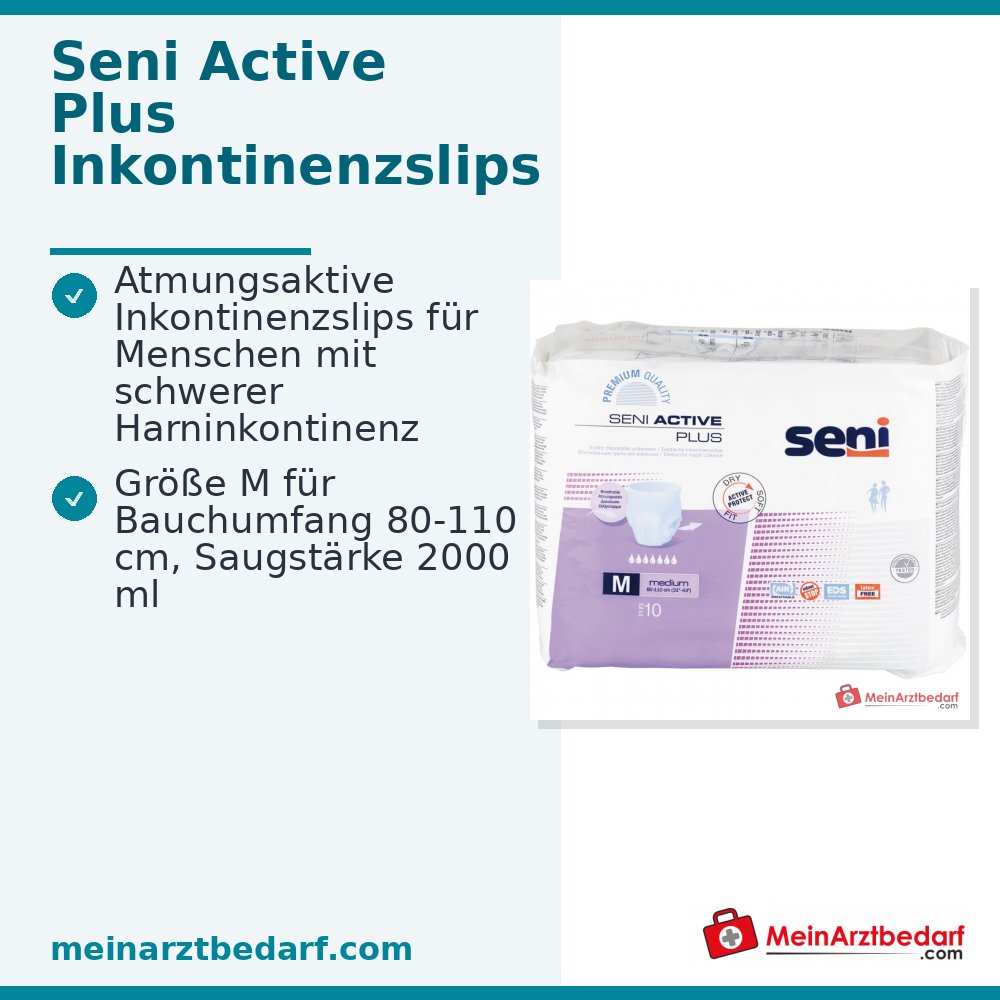 Seni Active Plus Couche Incontinence M moyenne 10 pièces Absorption 1900-2000 ml