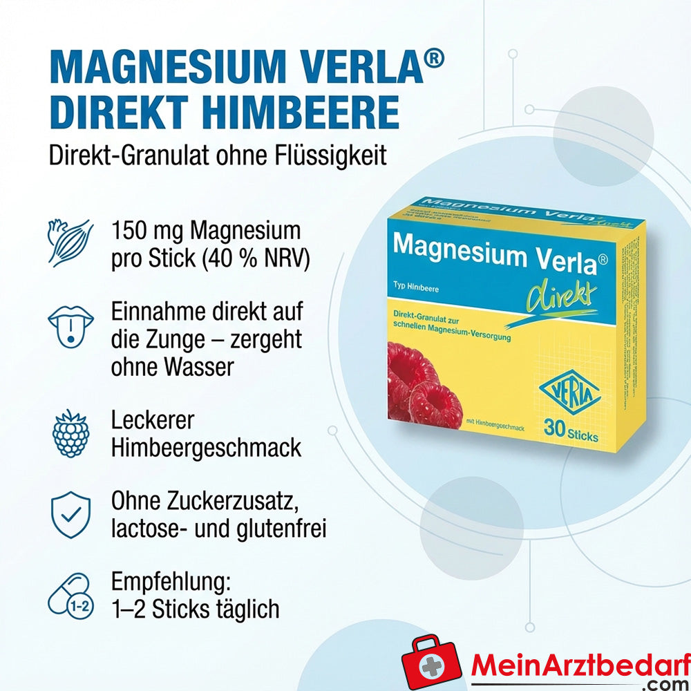 Verla Magnesium Direkt Himbeere 150 mg Granulat-Sticks 30 Stück