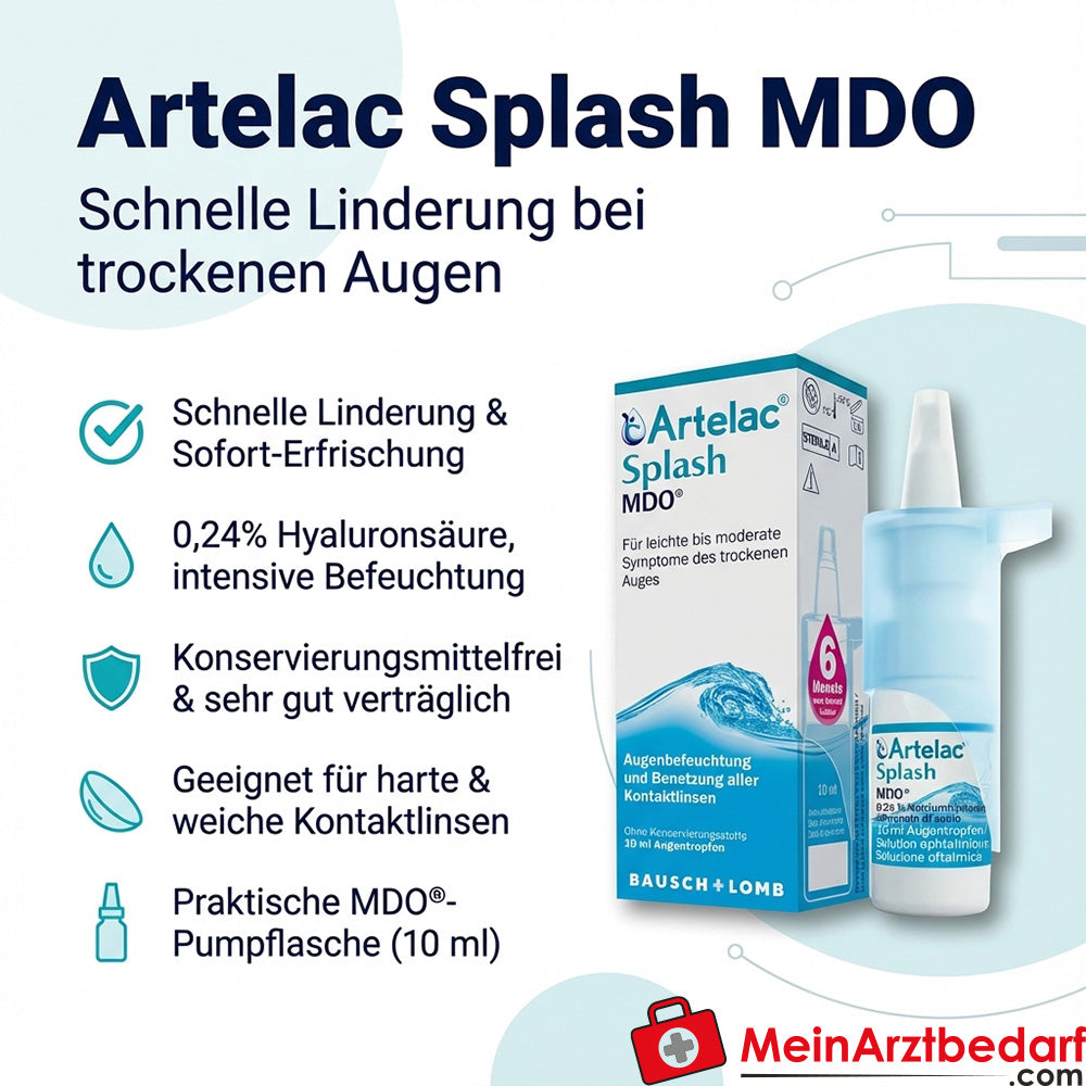 Artelac Splash MDO 0,24% Hyaluronsäure Augentropfen Pumpflasche 10 ml