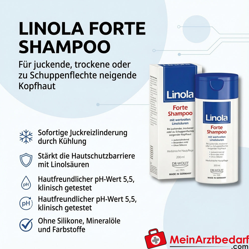 Linola Forte Shampoo mit Linolsäuren 200 ml – bei juckender, trockener Kopfhaut