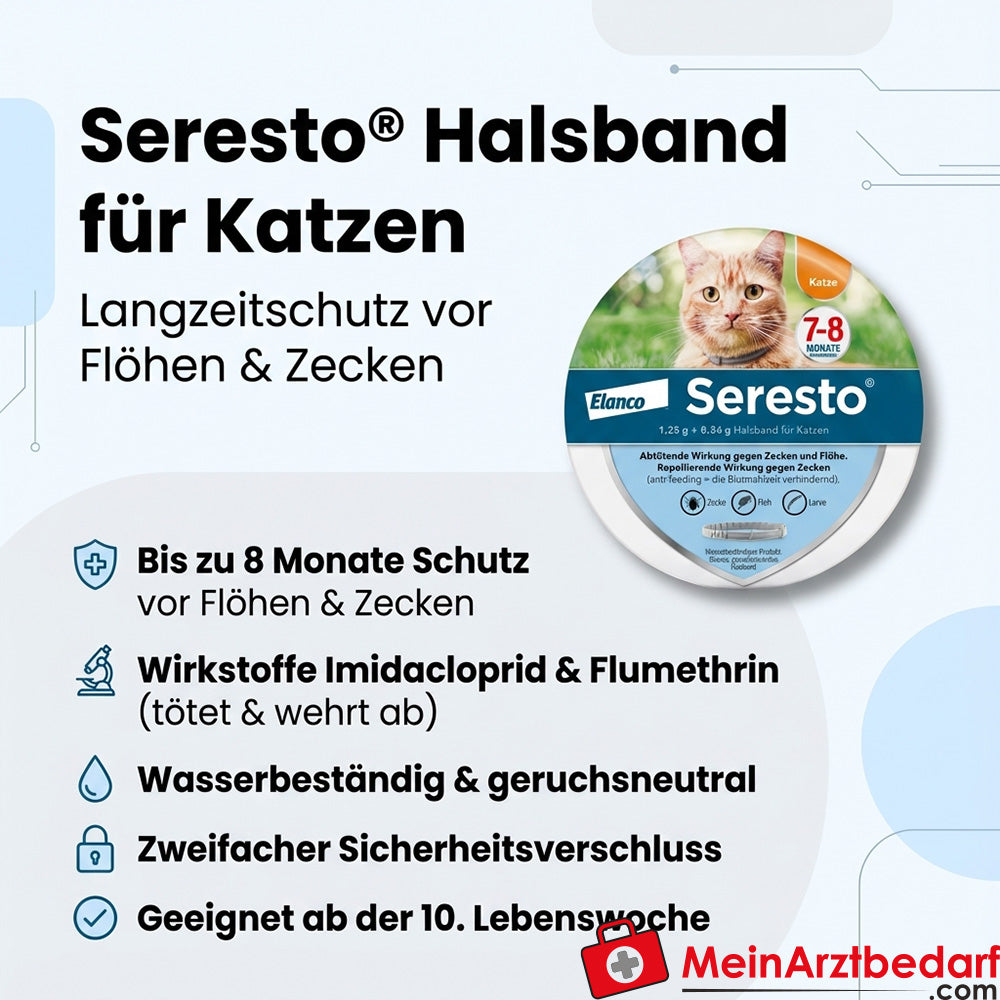 Seresto Halsband für Katzen Imidacloprid & Flumethrin 8 Monate Schutz 1  Stück