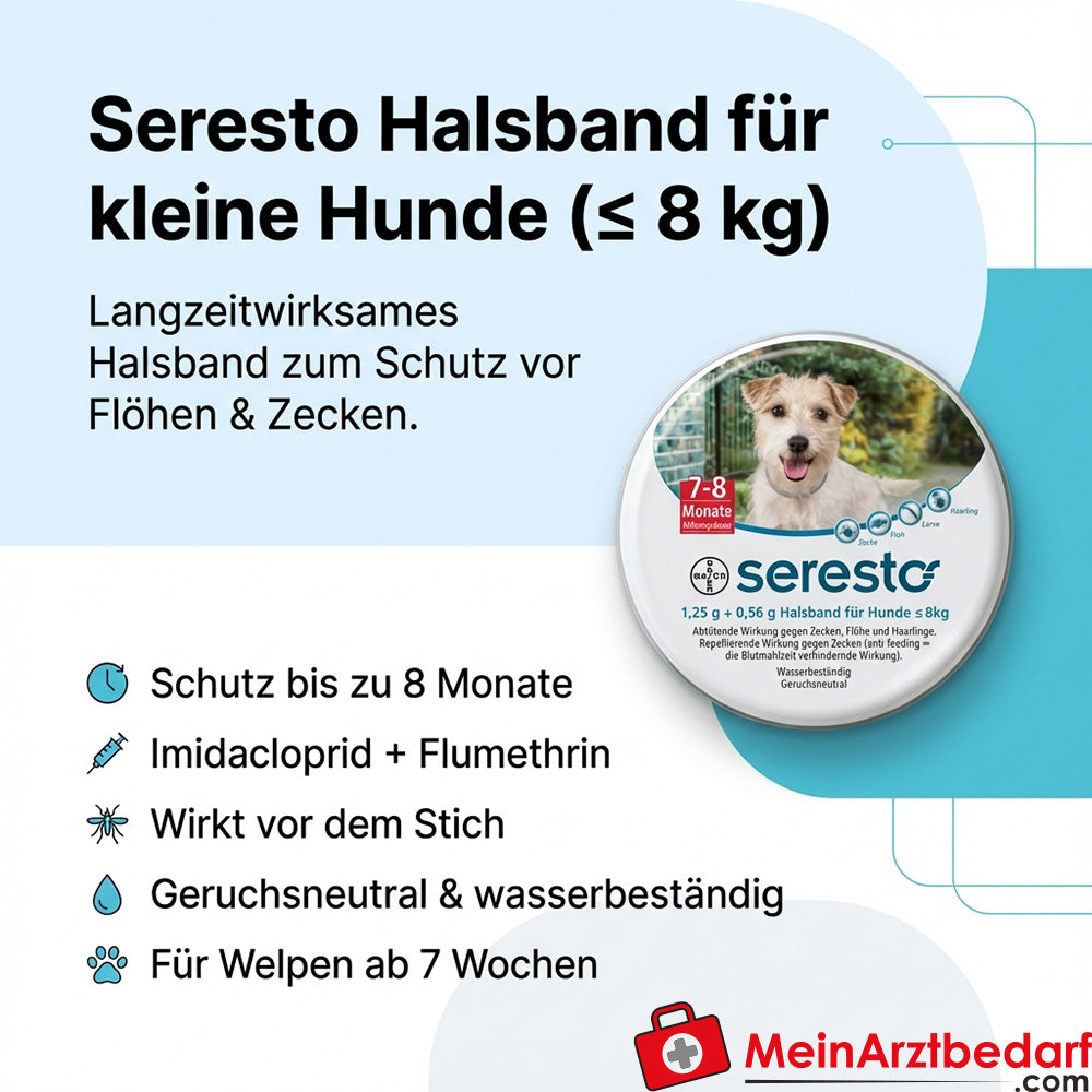Seresto Halsband Imidacloprid + Flumethrin 1,25%/0,56% für kleine Hunde bis  8 kg 36 cm 1 Stück