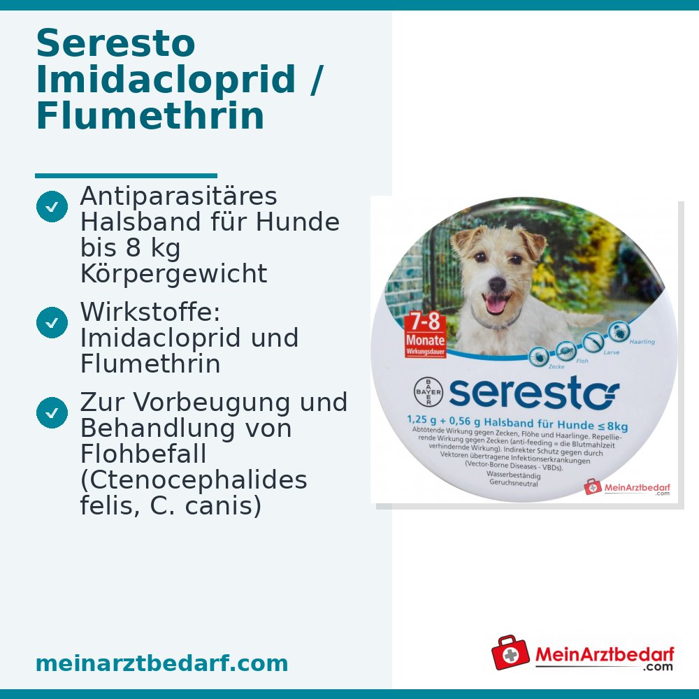 Seresto Halsband Imidacloprid + Flumethrin 1,25%/0,56% für kleine Hunde bis 8 kg 36 cm 1 Stück