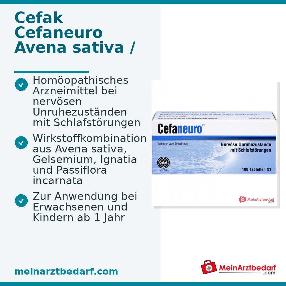 Cefaneuro homöopathisches Arzneimittel, Gelsemium 30 mg, Avena sativa 30 mg, Strychnos ignatii 30 mg, Passiflora 30 mg Tabletten
