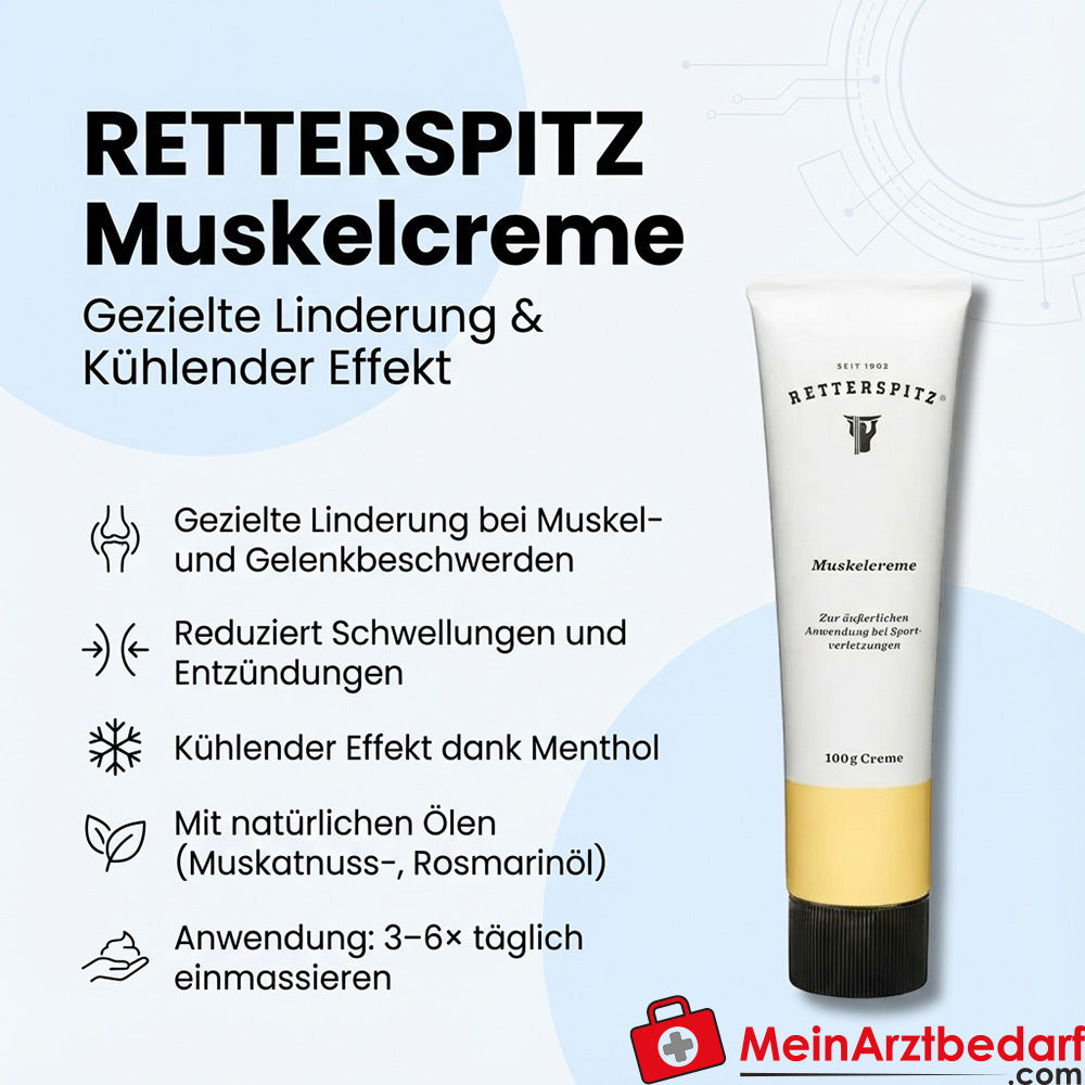 RETTERSPITZ Muskelcreme mit Menthol, Muskatnuss- & Rosmarinöl 100 g