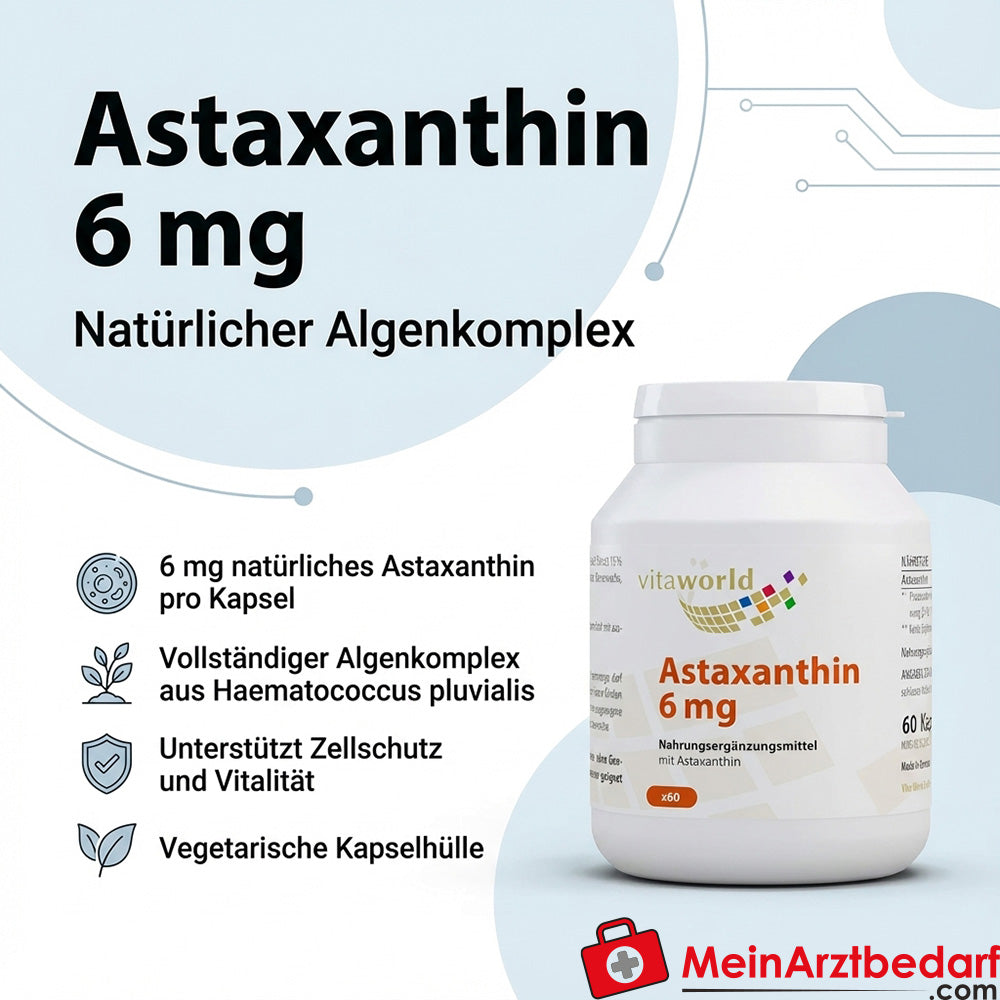 Astaxanthine 6 mg gélules 60 pièces, de l'algue Haematococcus pluvialis