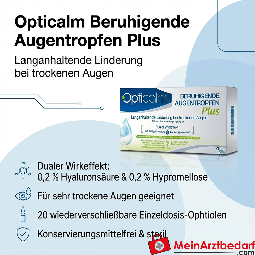 Opticalm Colirio Calmante Plus Hipromelosa 1 mg y Ácido Hialurónico 1 mg vial monodosis 10 ml