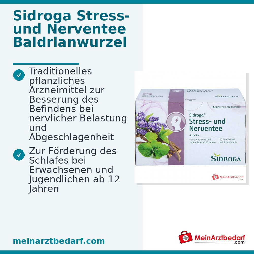 Sidroga bolsitas de té de hierbas para el estrés y los nervios, 20 x 2 g