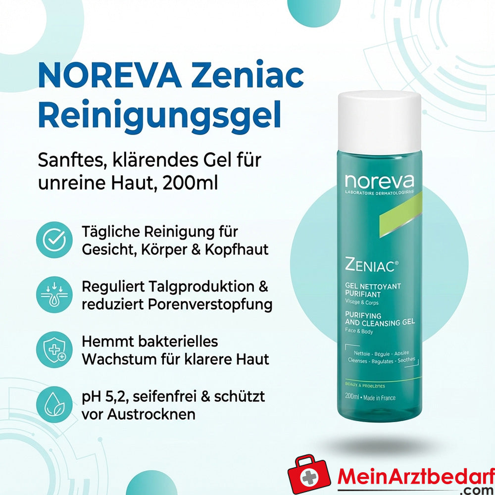 noreva Zeniac Gel detergente con estratto di salvia, crescione e radice di bardana 200 ml
