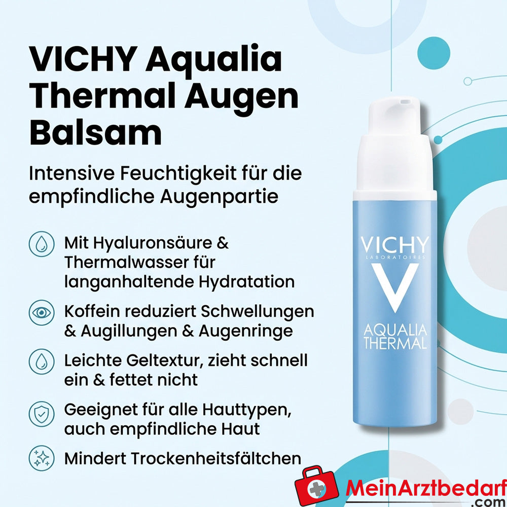 Vichy Aqualia Thermal Augenbalsam mit Hyaluronsäure & Koffein, 15 ml