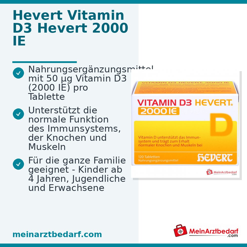 Hevert Vitamin D3 2000 IE Cholecalciferol Tabletten, 120 St.