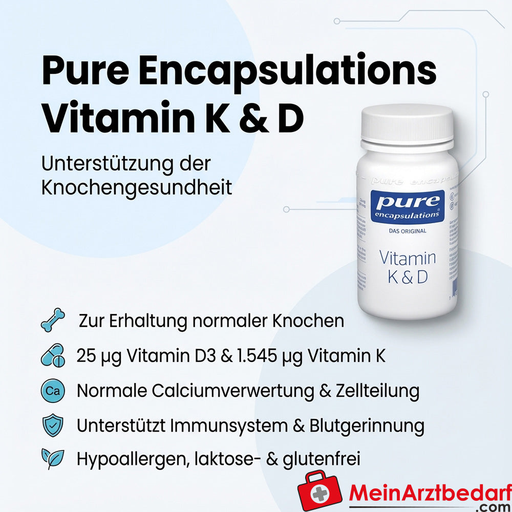 Pure Encapsulations Vitamin K & D (K1+K2 1545 µg, D3 25 µg) vegetarische Kapseln 60 St.