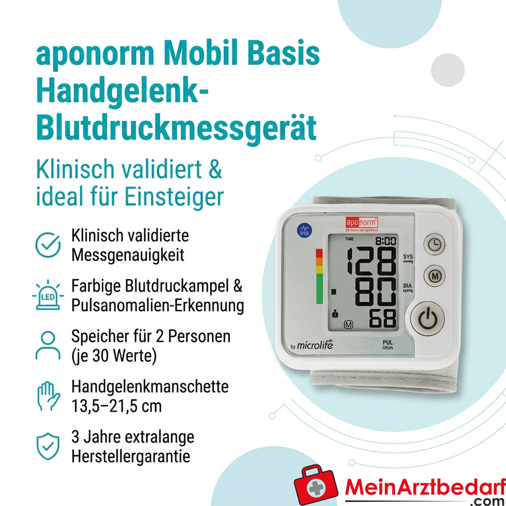 aponorm Mobil Basis polsbloeddrukmeter 13,5-21,5 cm 1 st.