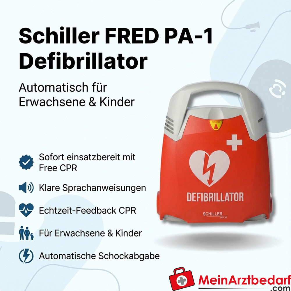 Schiller FRED PA-1 halfautomatische defibrillator, voor volwassenen en kinderen