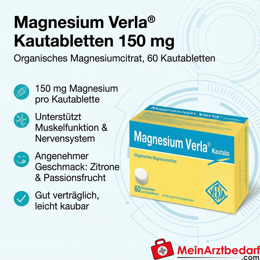 Magnesium Verla Magnesiumcitrat 150 mg Kautabletten 60 Stück
