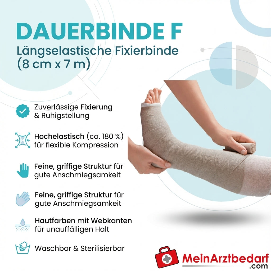 Dauerbinde F längselastisch 8 cm x 7 m, hautfarben