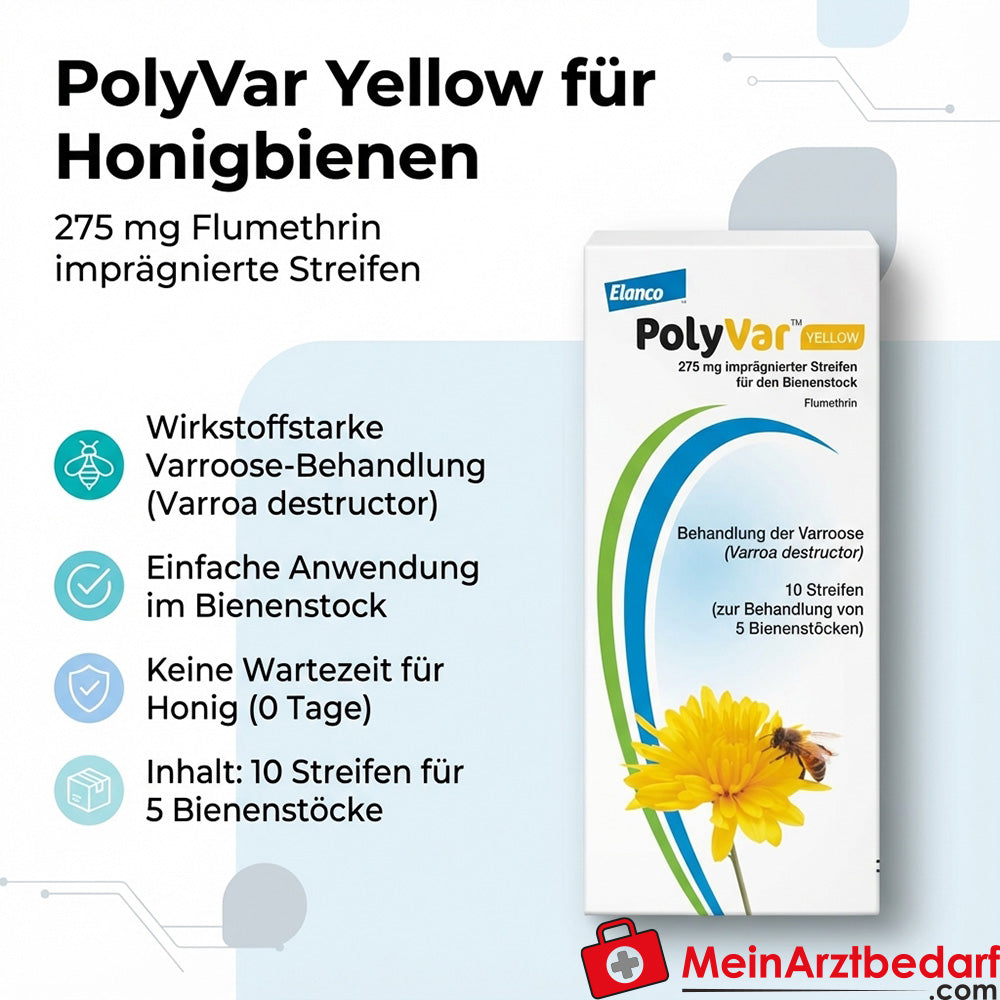 Polyvar Yell Flumethrin 275 mg paski dla pszczół miodnych 10 sztuk