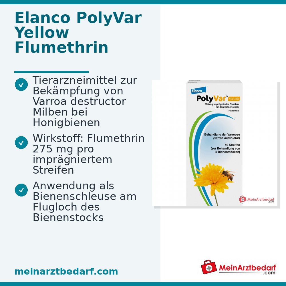 Polyvar Yell Flumethrin 275 mg tiras para abejas melíferas 10 unidades