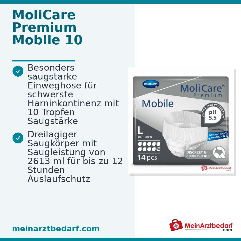 MoliCare Premium Mobile 10 Tropfen Einweghose Größe L, 14 St.