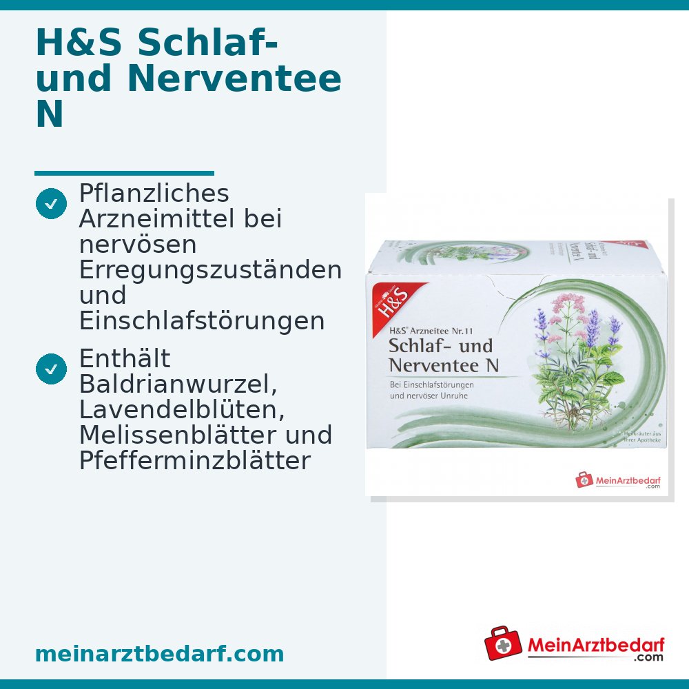 H&S Tisana del sonno e dei nervi Nr. 11 Valeriana, Lavanda, Melissa Bustine da tè, 20 x 2 g