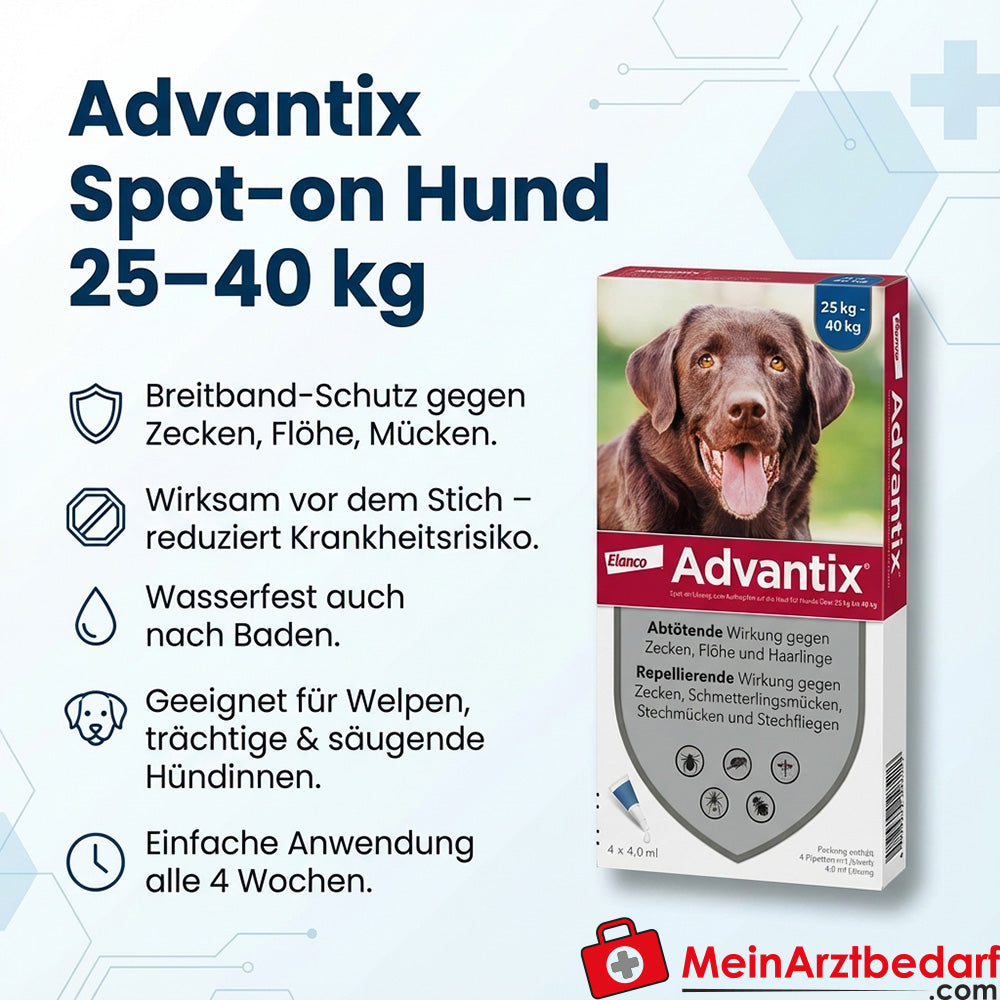 Advantix Spot-on Hund 25–40 kg Imidacloprid und Permethrin 4 x 4 ml