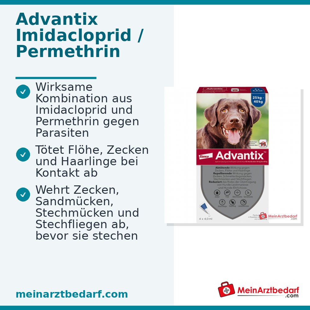Advantix Spot-on Perro 25-40 kg Imidacloprid y Permetrina 4 x 4 ml