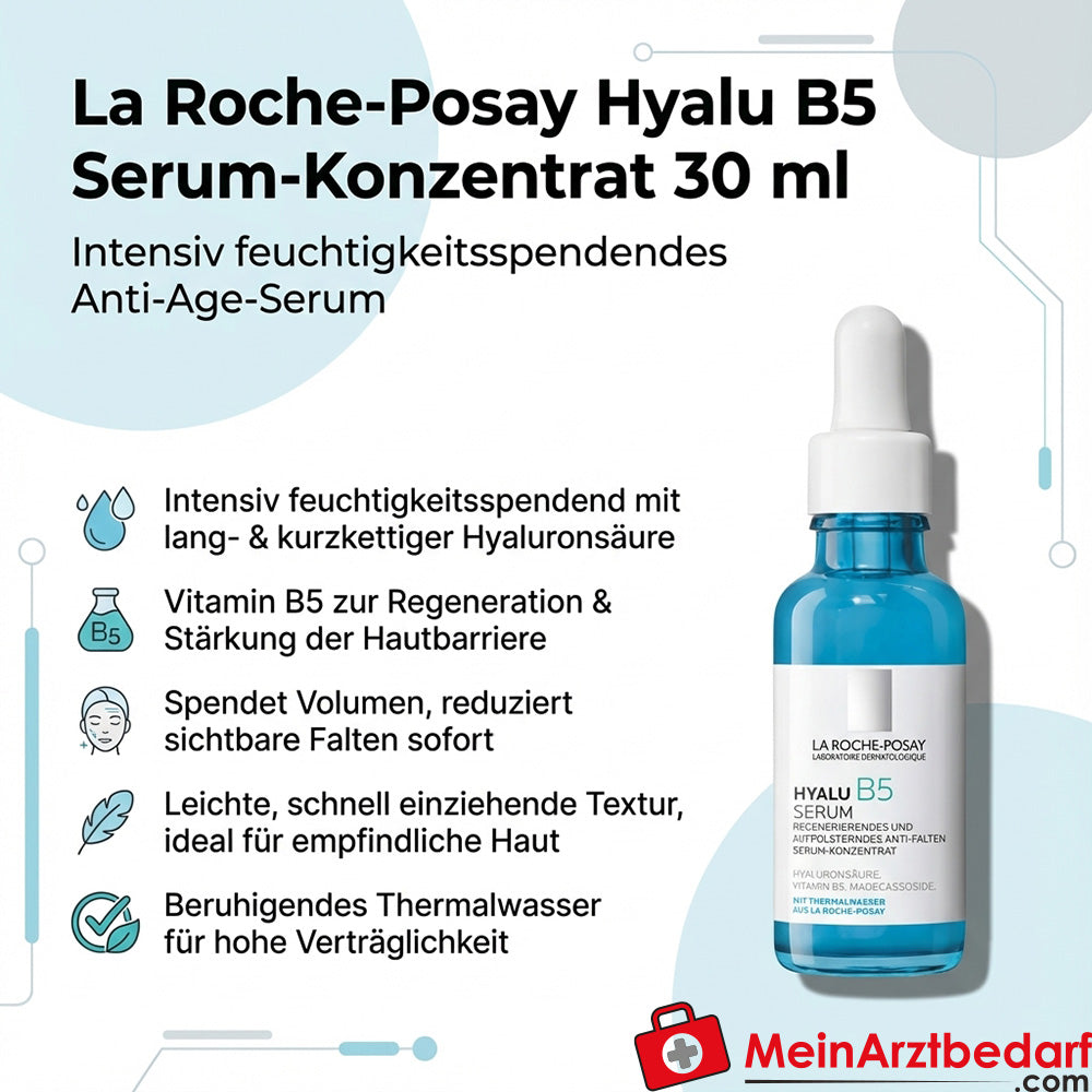 La Roche-Posay Hyalu B5 Serum-Konzentrat mit Hyaluronsäure und Vitamin B5 30 ml