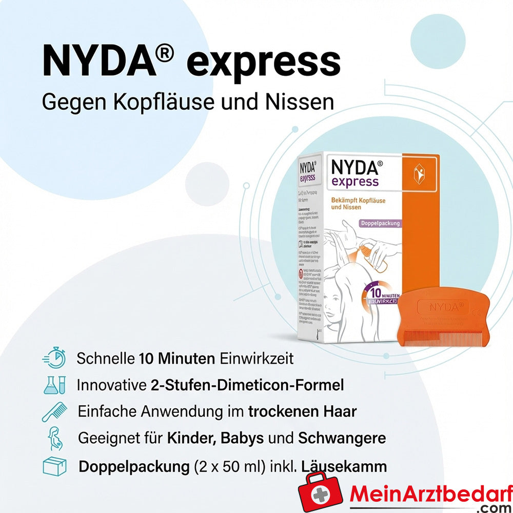 NYDA express Dimeticon Lösung 2 x 50 ml gegen Läuse und Nissen