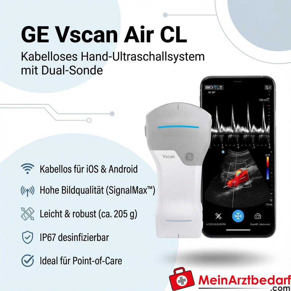 Vscan Air CL handheld echografiesysteem met convexe lineaire dubbele sonde
