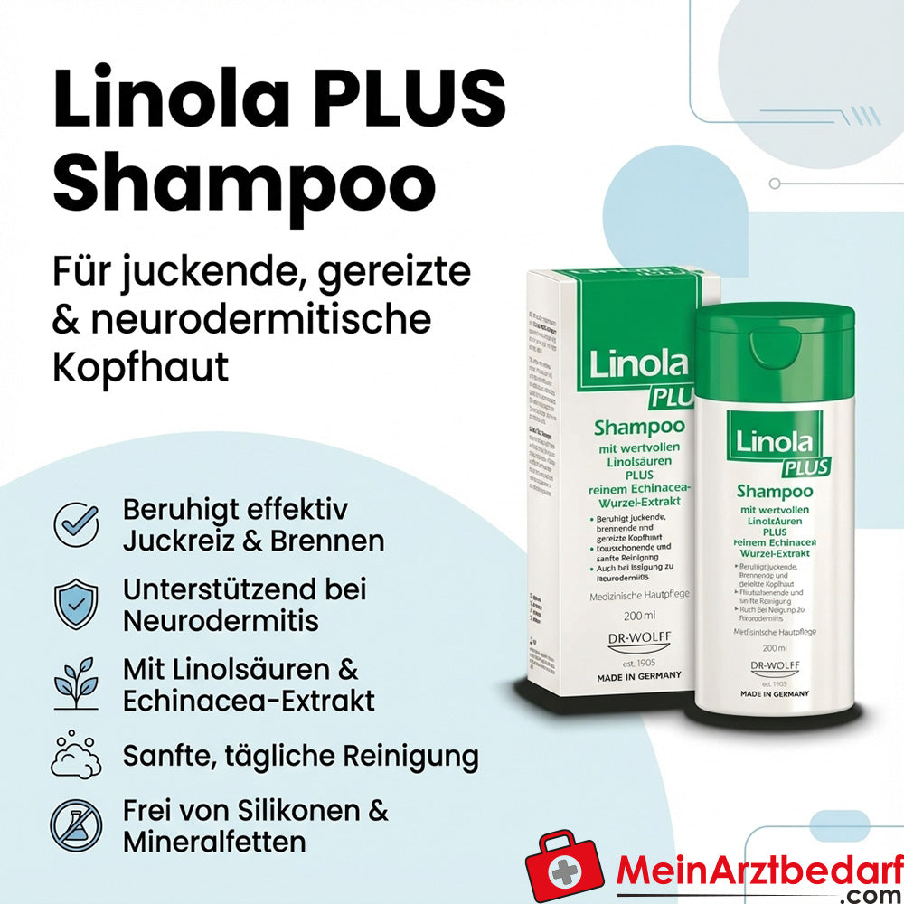 Linola PLUS Shampoo 200 ml für juckende, gereizte Kopfhaut