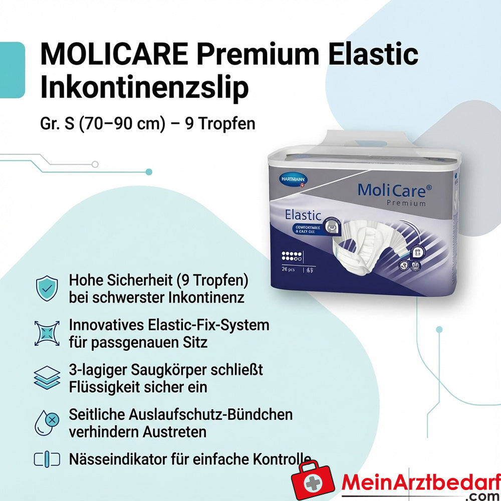 MOLICARE Premium Elastic 9 Tropfen Inkontinenzslip Gr. S (70-90 cm)