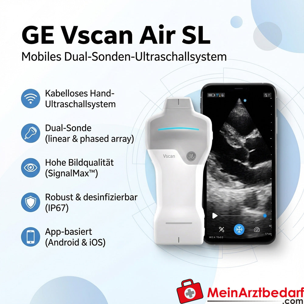 Système manuel d'échographie Vscan Air SL avec double sonde linéaire sectorielle