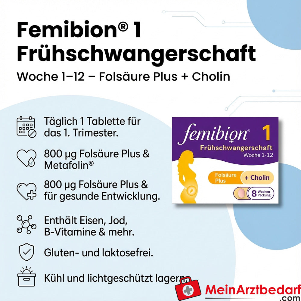 Femibion 1 Frühschwangerschaft Tabletten 800 µg Folsäure (Metafolin) 56 St.