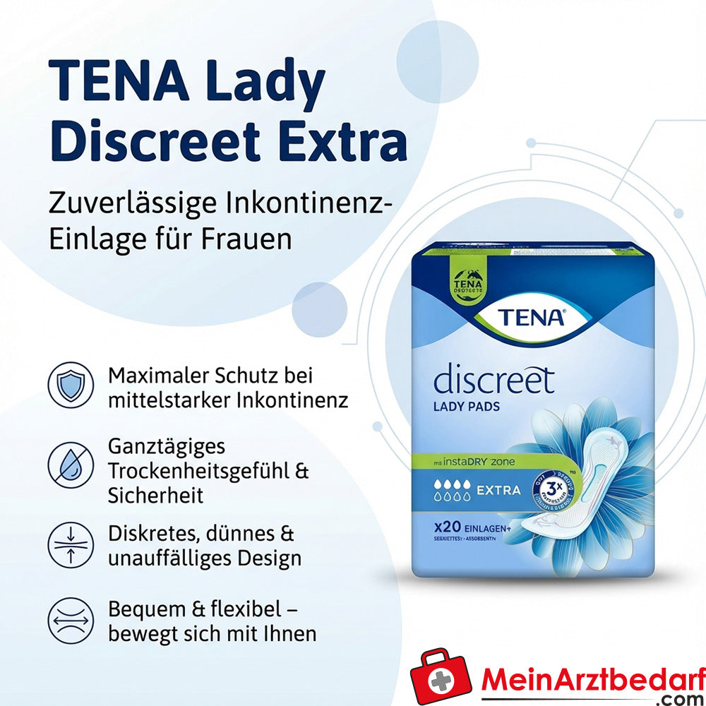 TENA Lady Discreet Extra wkładki dla kobiet na nietrzymanie moczu, wysoka chłonność