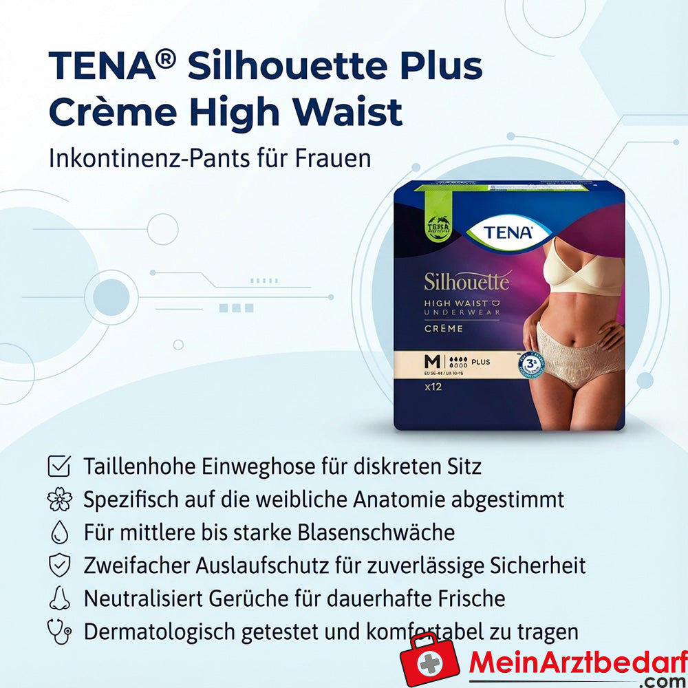 TENA Silhouette Plus Creme M Inkontinenz-Pants Einweghose taillenhoch für Frauen