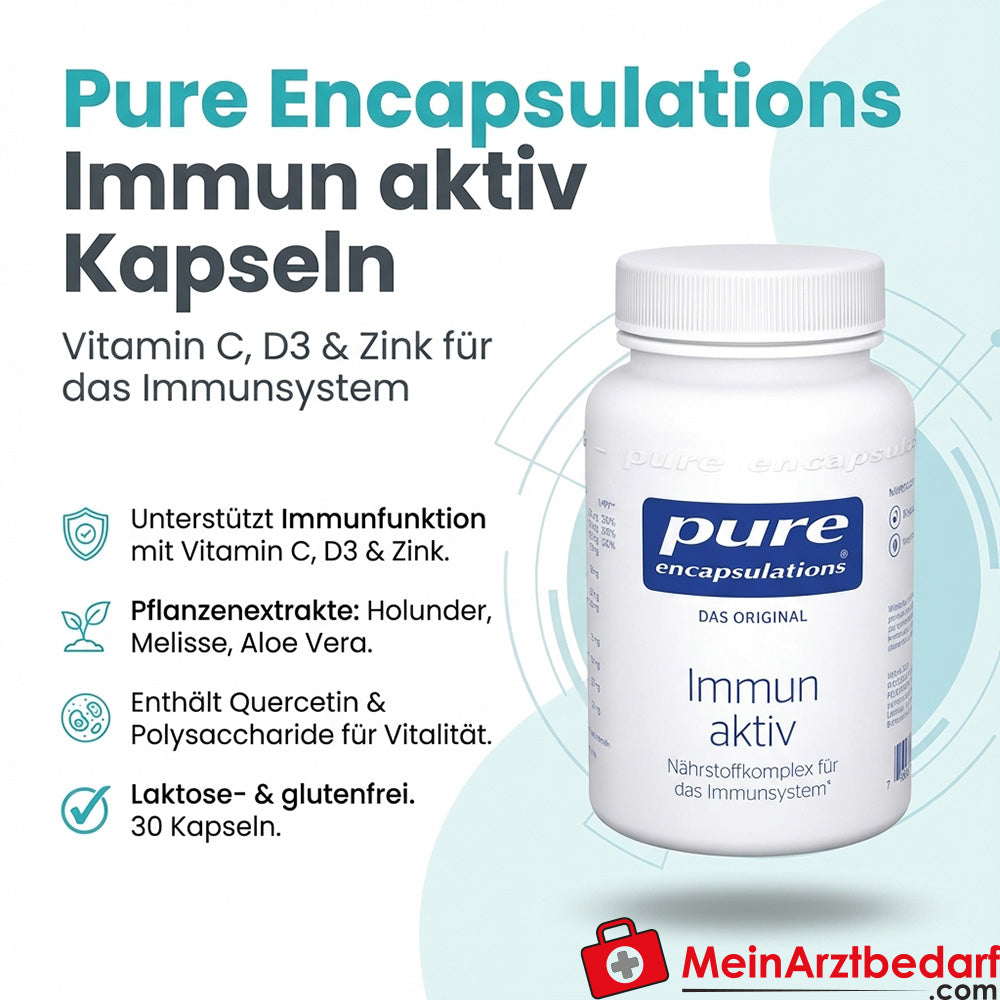 Pure Encapsulations Immun aktiv Vitamine C 100 mg, Vitamine D3 5 µg, Zink 15,65 mg Capsules 30 Capsules
