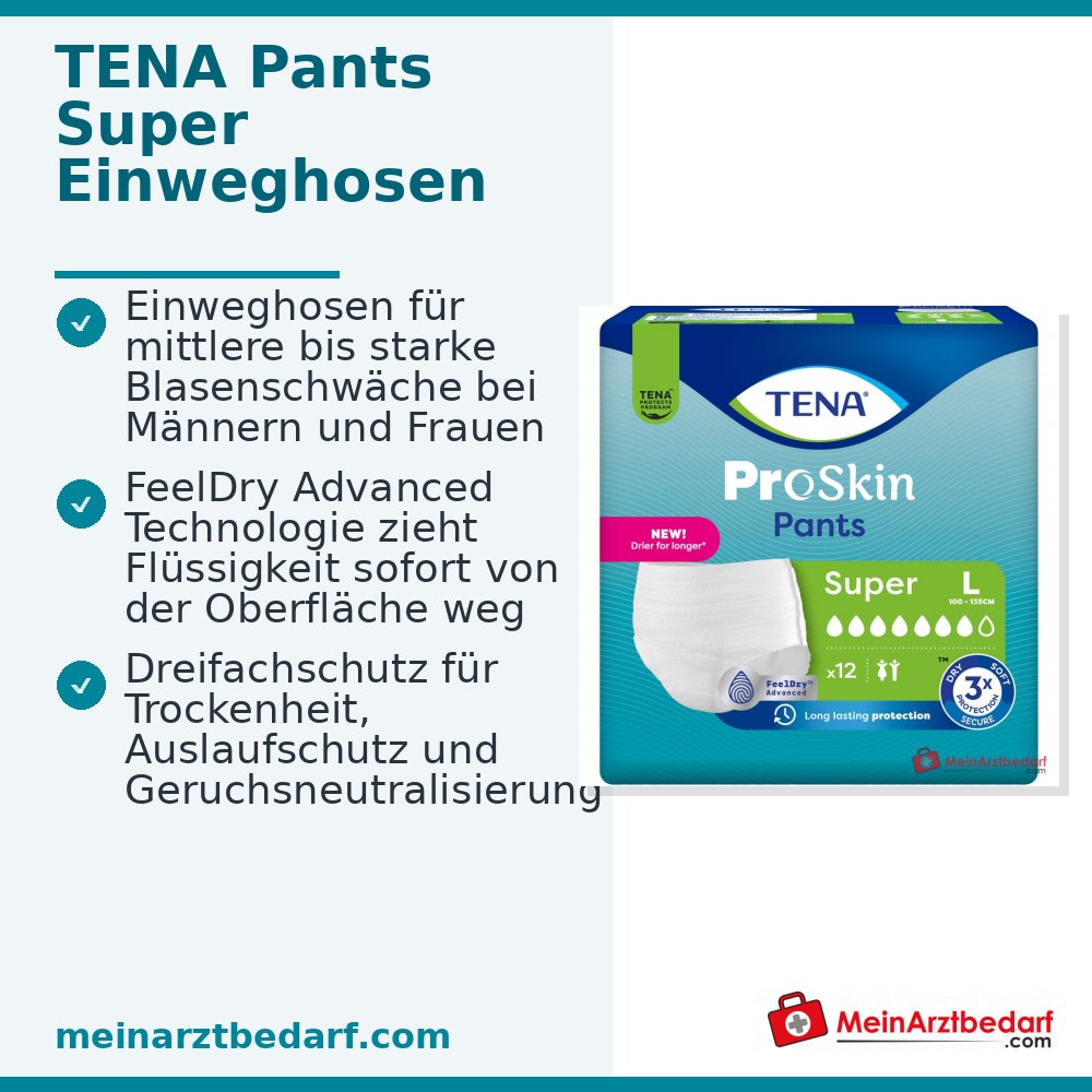 TENA Pants Super Einweghosen Large, 48 St. (4x12 St.)