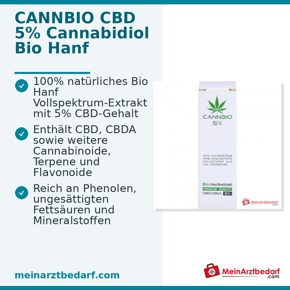CANNBIO CBD 5% Cannabidiol Bio Hennep Vollextract Druppels, 10 ml