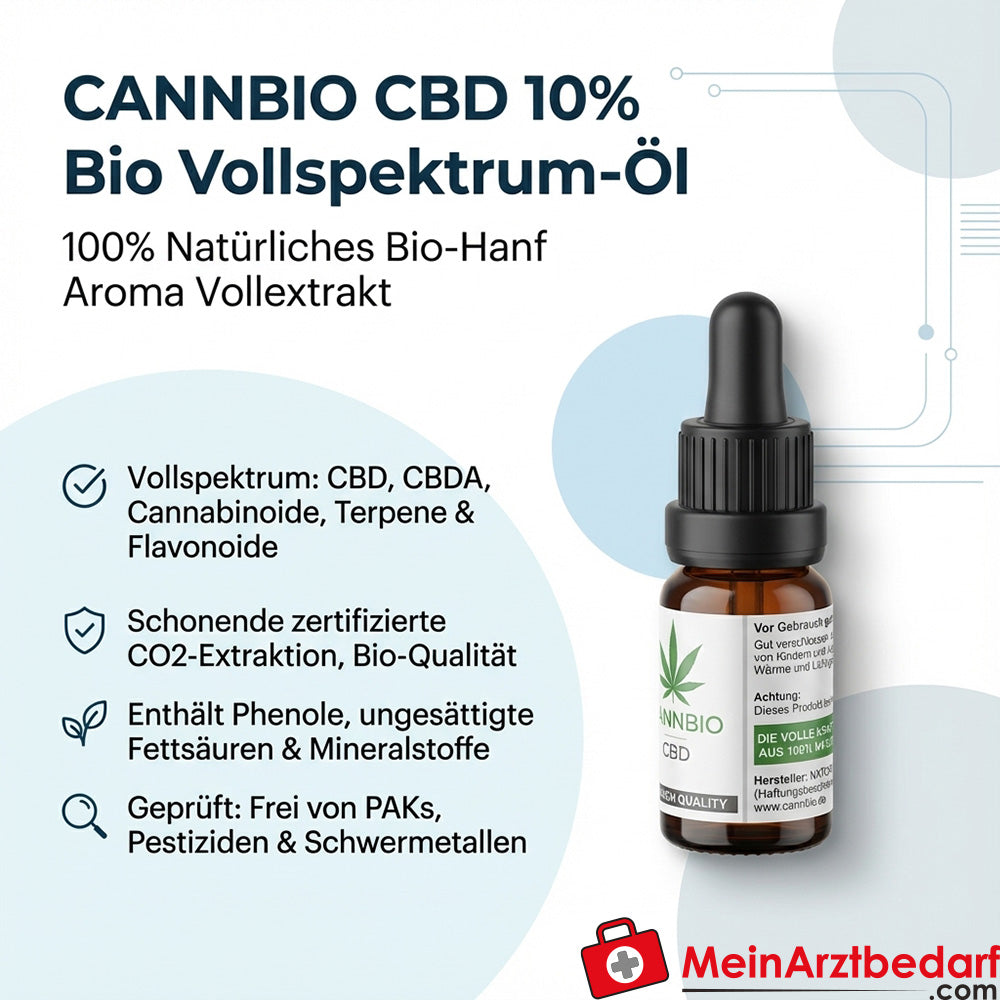 CANNBIO CBD 10% gocce di olio biologico a spettro completo