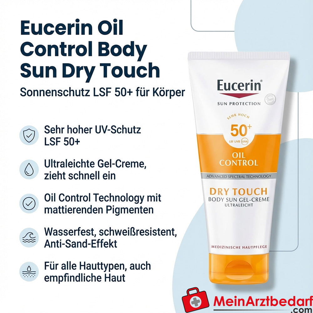 Eucerin Oil Control Body Sun Dry Touch Gel-Crema FPS 50+ 200 ml mate resistente al agua