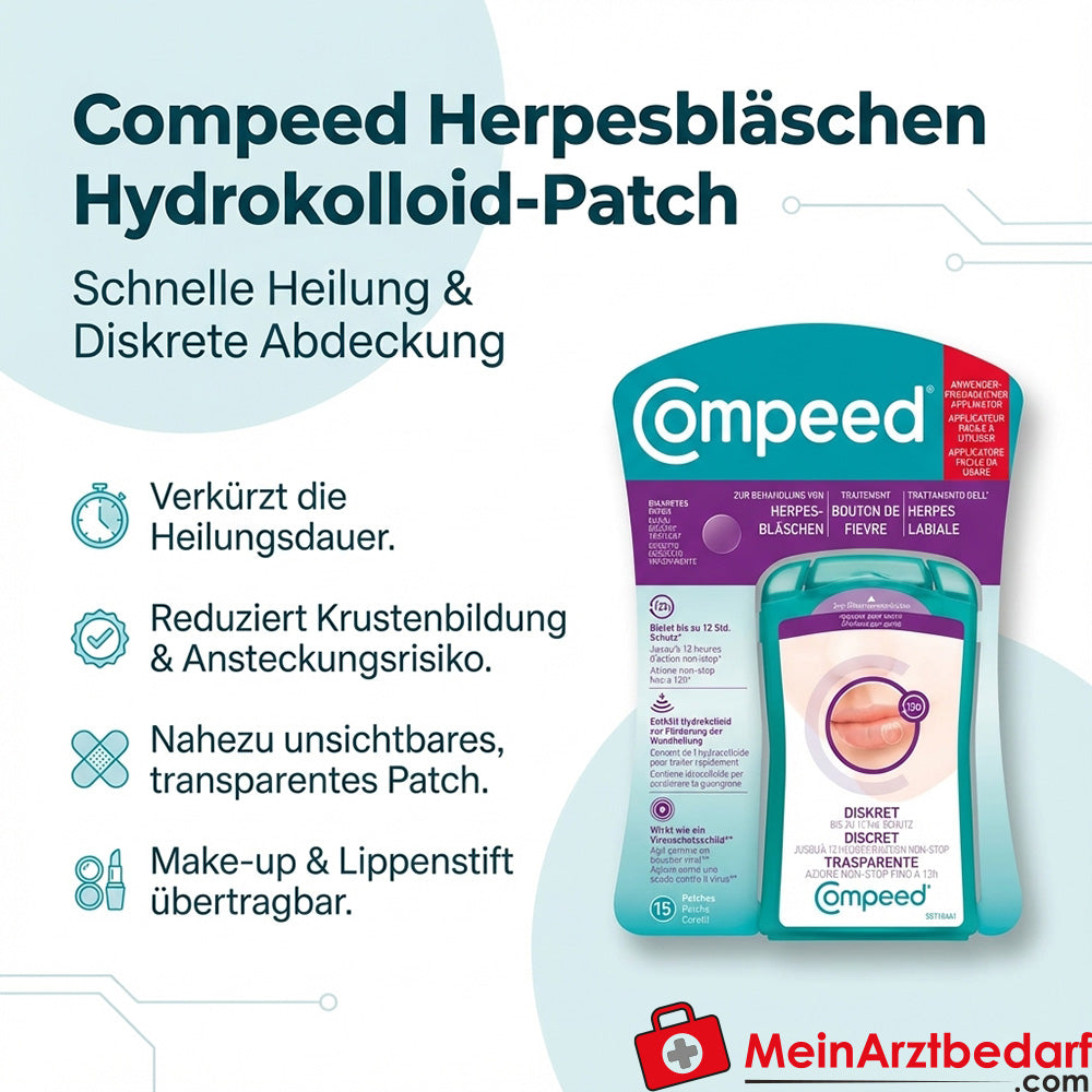 Compeed Herpesbläschen Hydrokolloid-Patch Lippenherpes 15 Stück
