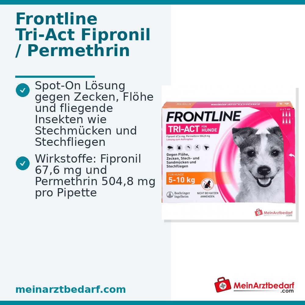 Frontline Tri-Act Perro 5-10 kg Fipronil y Permetrina Spot-On 6 piezas