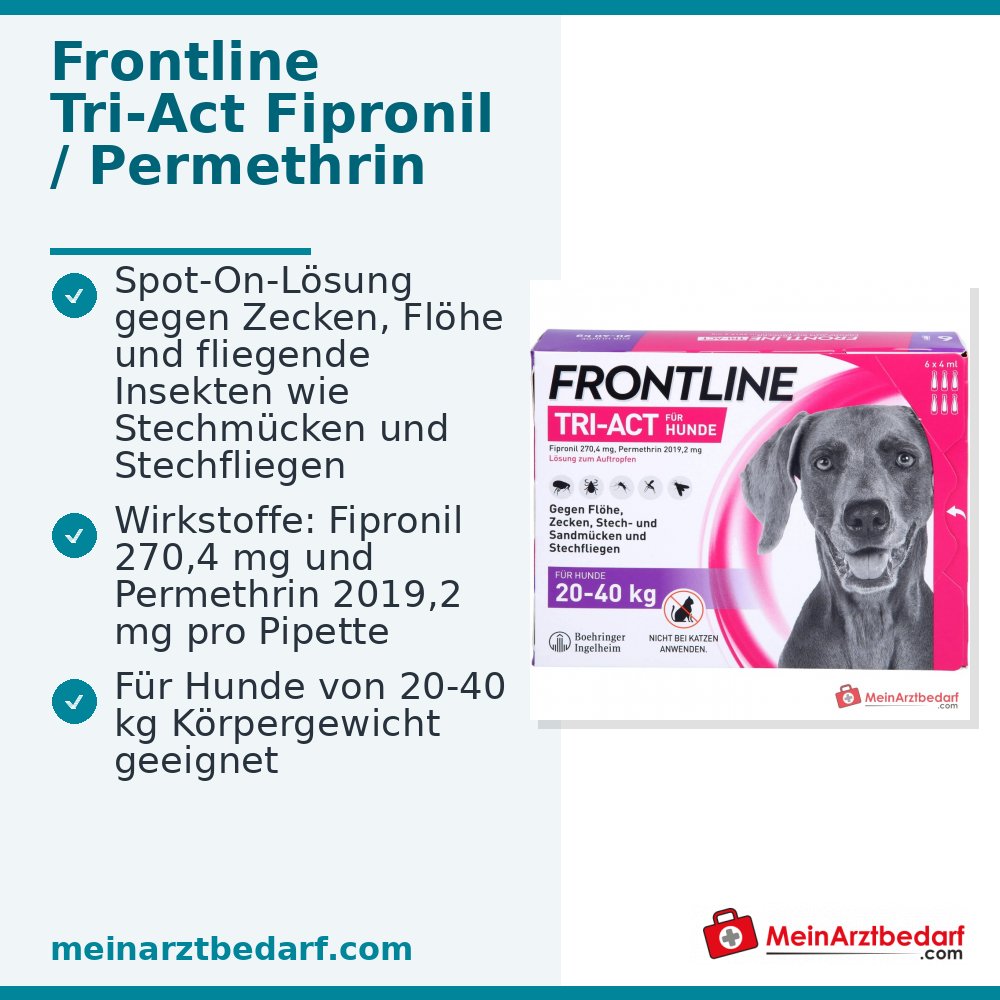 Frontline Tri-Act Spot-On Hund 20–40 kg Fipronil/Permethrin 6 Pipetten