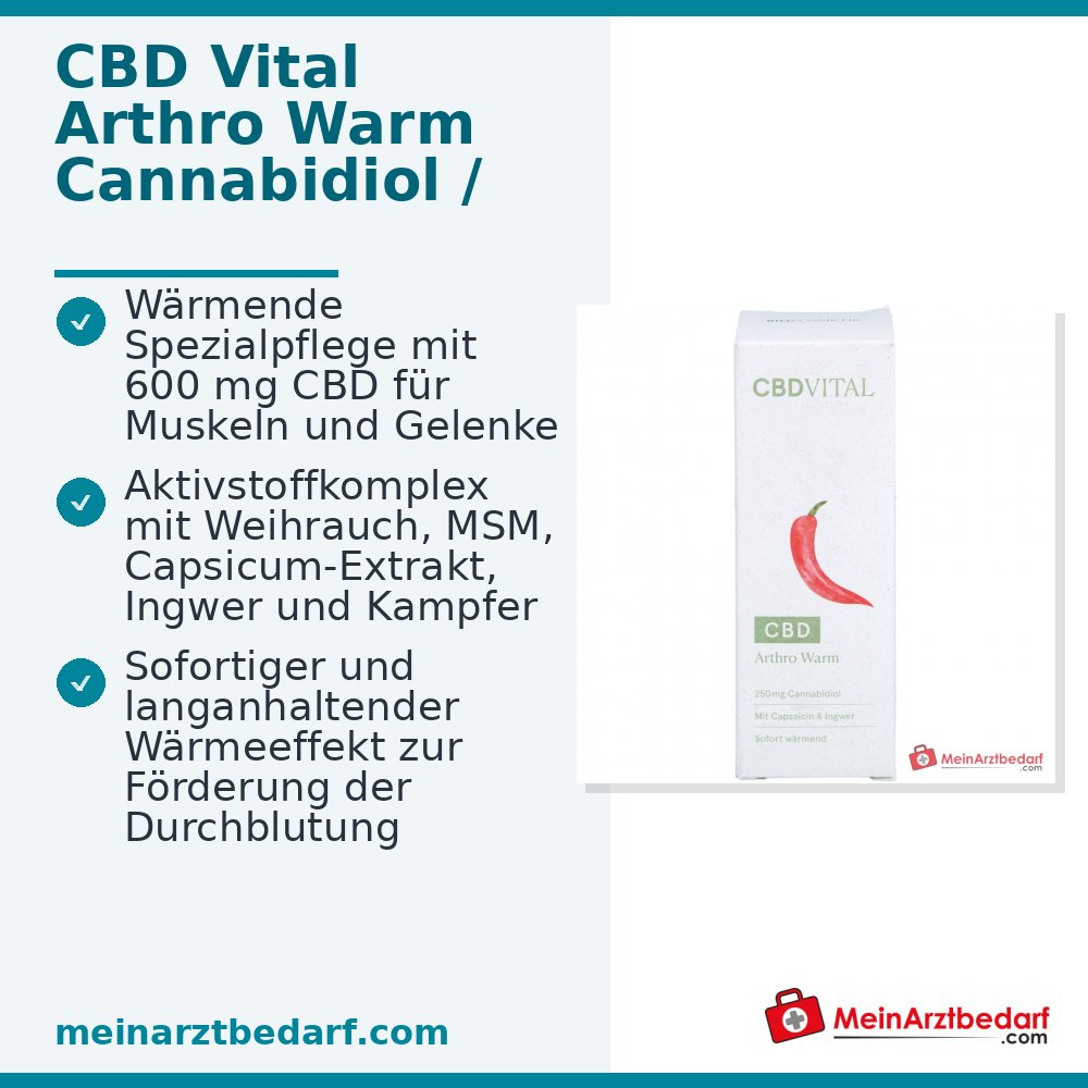 CBD Arthro Warm Cannabidiol / Extrait de Boswellia / MSM / Menthol / Camphre / Huile d'orange / Extrait de gingembre / Extrait de capsicum / Panthénol / Huile de clou de girofle / Crème chauffante Aloe Vera, 100 ml