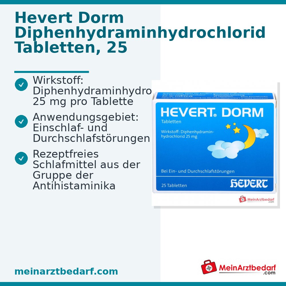 Hevert Dorm 25 mg Diphenhydramin Tabletten 20 Stück, 25 St.