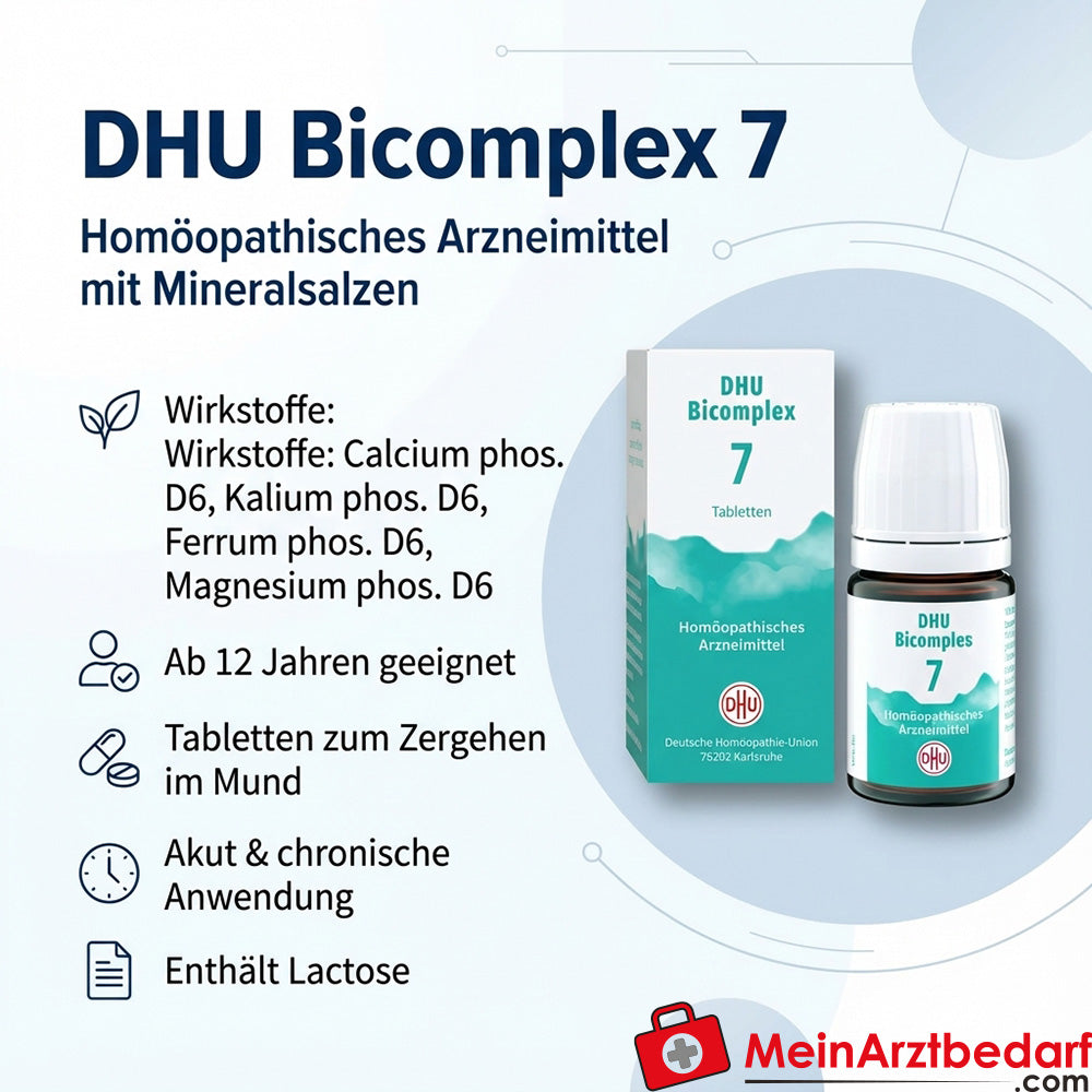 DHU Bicomplex 7 Calcium/Potassium/Ferrum/Magnesium phosphoricum D6 25 mg tabletki każda