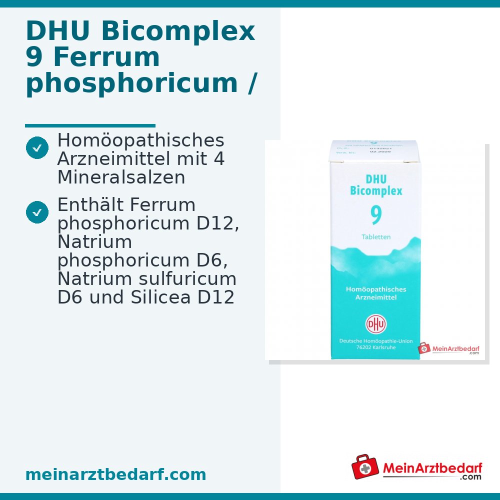 DHU Bicomplex 9 Ferrum phosphoricum / Natrium phosphoricum / Natrium sulfuricum / Silicea Tabletten, 150 Stuks.